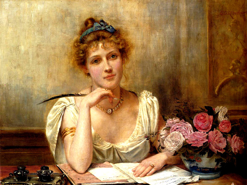 George Goodwin Kilburne - Penning A Letter